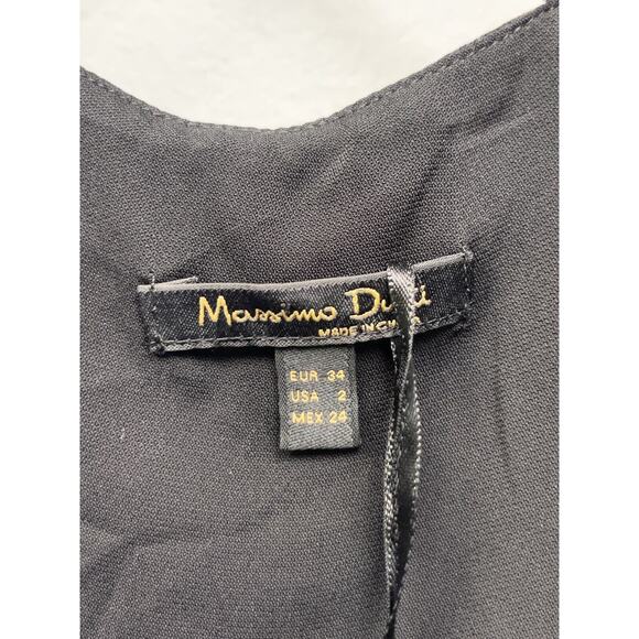 Massimo Dutti Strappy Tank Top Blouse Womens 2 Small Black Embroidered NWOT - Picture 4 of 8